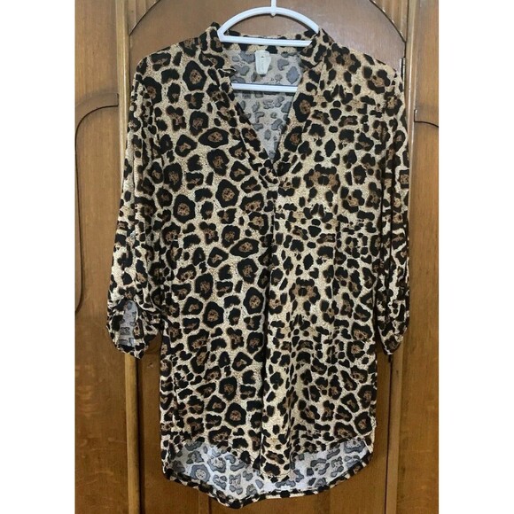 The Hanger Women’s Cheetah Long Sleeve Blouse. Size M. B30 - Picture 1 of 4
